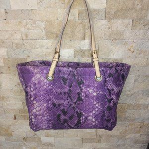 Avon Purple Faux Snakeskin Tote